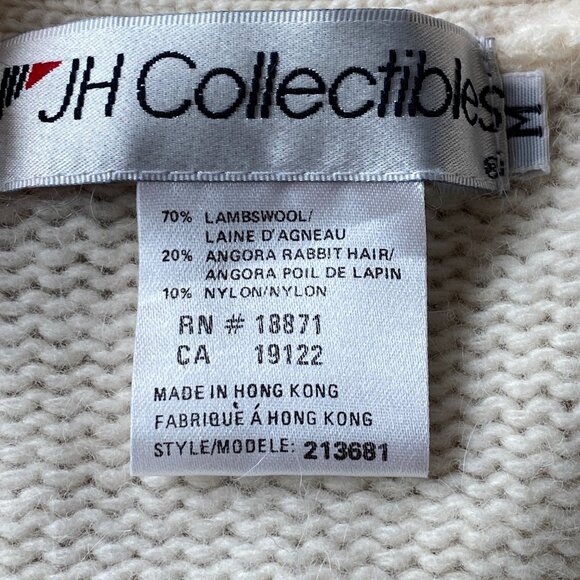 Vintage JH Collectibles Lambswool Angora Cable Knit Cardigan Sz M Ivory - Picture 8 of 9